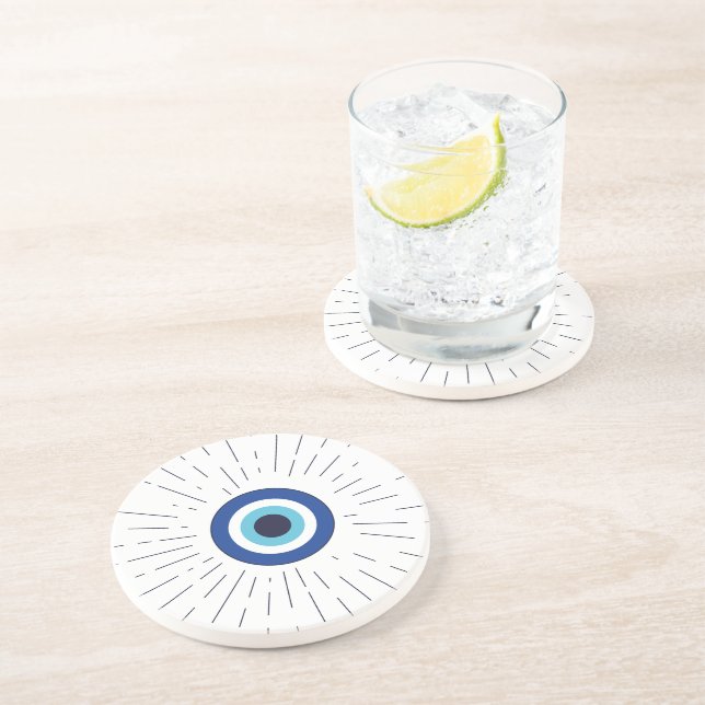 Dessous De Verre En Grès mauvais œil (bleu) (Côté)