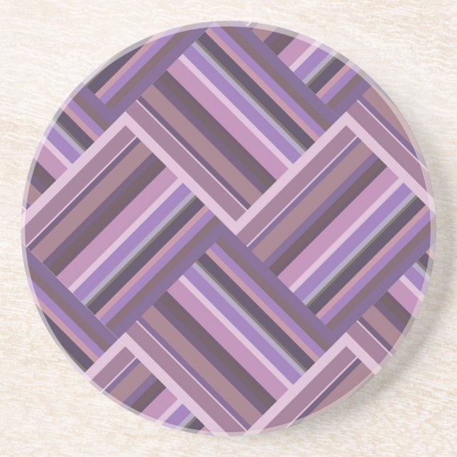 Dessous De Verre En Grès Mauve stripes diagonal weave pattern (Devant)