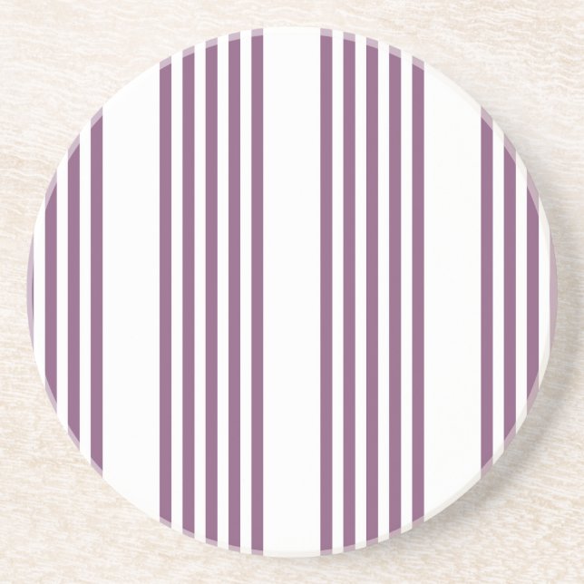 Dessous De Verre En Grès Mauve violet blanc cinq bandes motif (Devant)