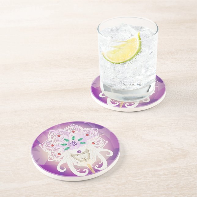 Dessous De Verre En Grès Méditation de la déesse spirituelle Bijoux de la C (Côté)