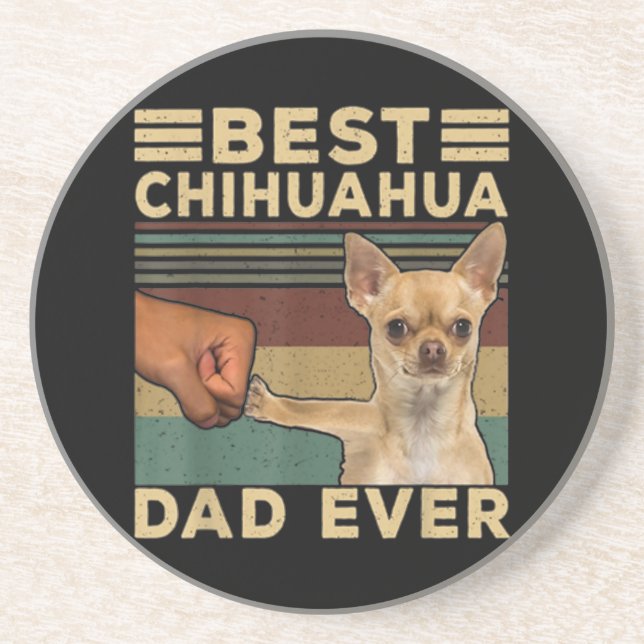 Dessous De Verre En Grès Meilleur papa Chihuahua jamais (Devant)