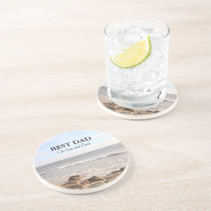 Dessous De Verre En Grès Meilleur papa photo de Wavy Atlantic Ocean Blue Sk