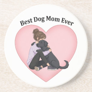Dessous De Verre En Grès Meilleure Maman de Chien Labrador Noir Incroyable