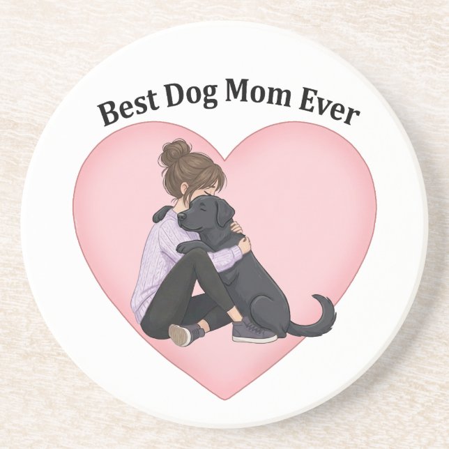 Dessous De Verre En Grès Meilleure Maman de Chien Labrador Noir Incroyable (Devant)