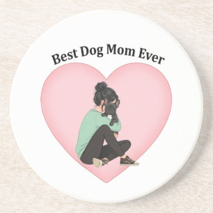 Dessous De Verre En Grès Meilleure Maman de Chien Noir Bouledogue Français