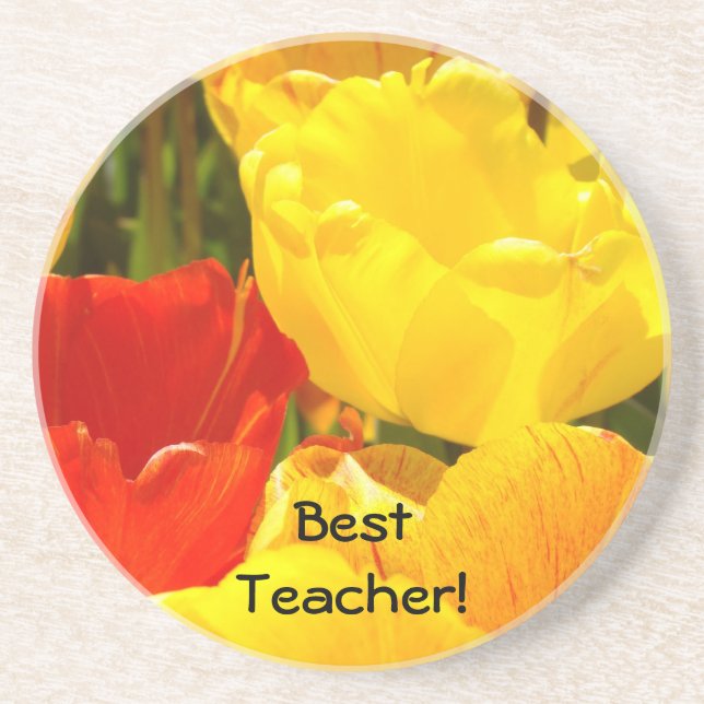 Dessous De Verre En Grès Meilleurs cadeaux pour l'enseignant Fleurs de tuli (Devant)
