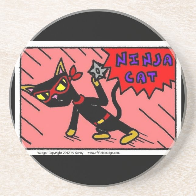 Dessous De Verre En Grès Mel NINJA CAT Coaster (Devant)