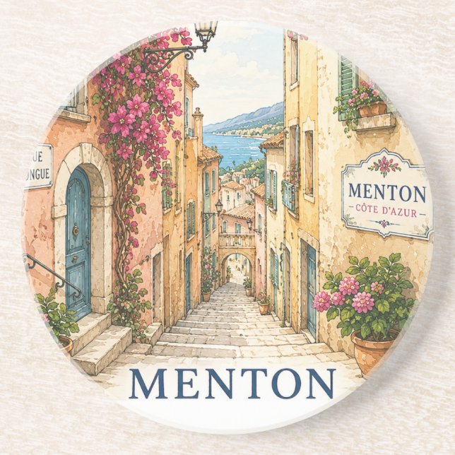 Dessous De Verre En Grès Menton Charming Old Town Alley coasters (Devant)