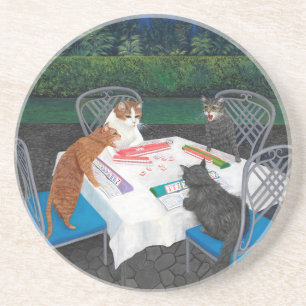 Dessous De Verre En Grès Meowjongg