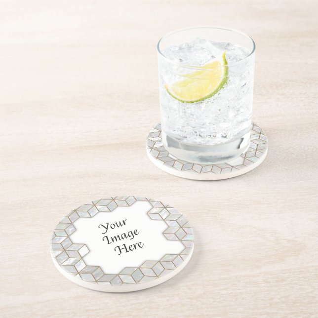 Dessous De Verre En Grès Mère De Carreaux De Perle Cadre (Côté)