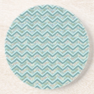 Dessous De Verre En Grès Mère de Pearl Turquoise ZigZag