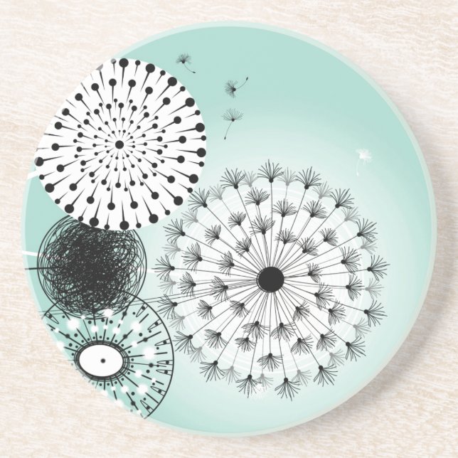 Dessous De Verre En Grès Merveilleux Dandelions Dessous de verre de grès bl (Devant)