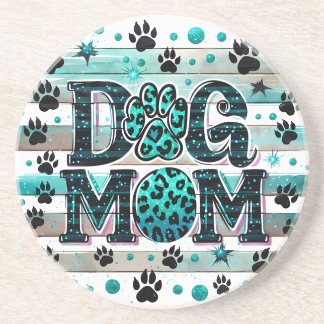 Dessous De Verre En Grès Mignonne maman chien (Devant)