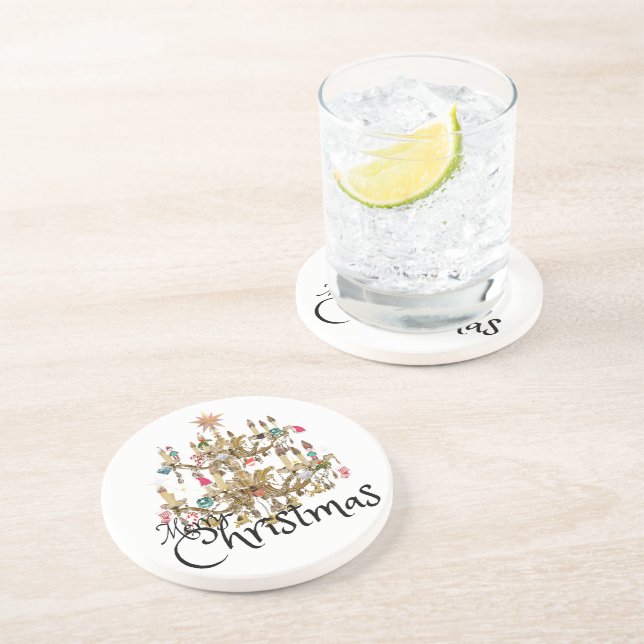 Dessous De Verre En Grès Mikitiez classe whitechristmas lumière jollyholly (Côté)