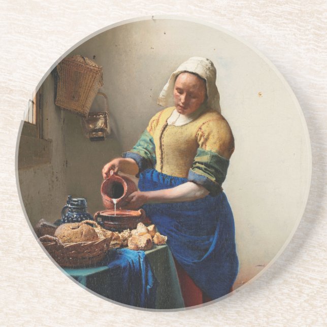 Dessous De Verre En Grès Milkmaid Kitchen Maid par Johannes Vermeer (Devant)