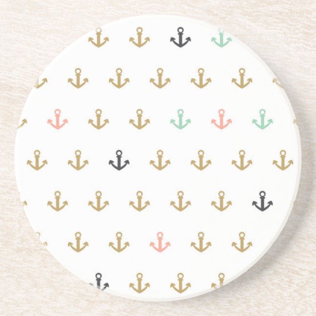 Dessous De Verre En Grès Mini motif d'Ancre (Devant)