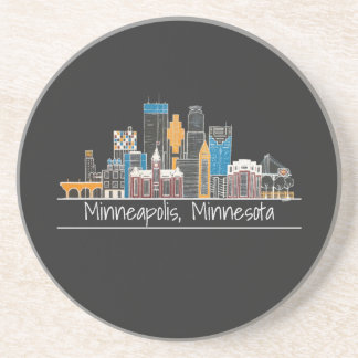 Dessous De Verre En Grès Minneapolis, MN Skyline Coaster