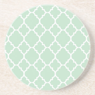 Dessous De Verre En Grès Mint Green Quatrefoil Motif marocain