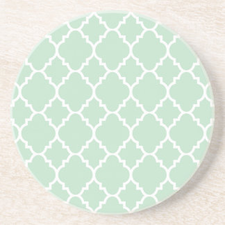 Dessous De Verre En Grès Mint Green Quatrefoil Motif marocain