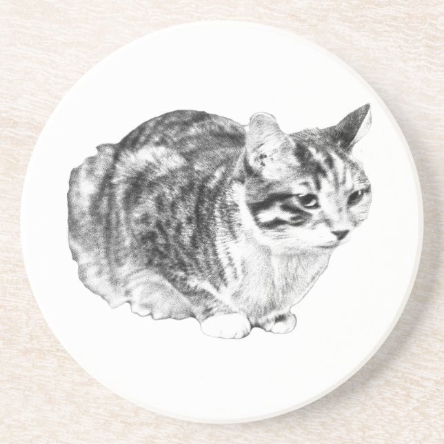Dessous De Verre En Grès Minuscule galerie : Tabby sur Cushion (Devant)
