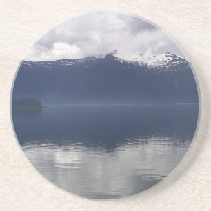Dessous De Verre En Grès Misty Alaskan Sea dans les tons bleu