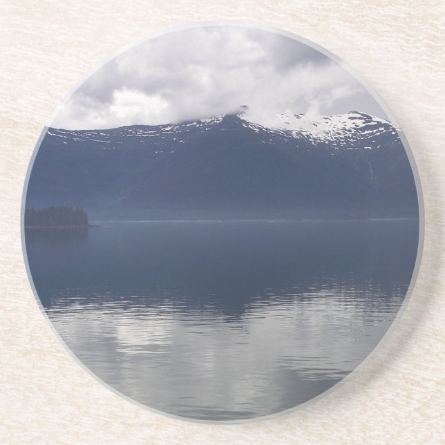 Dessous De Verre En Grès Misty Alaskan Sea dans les tons bleu (Devant)