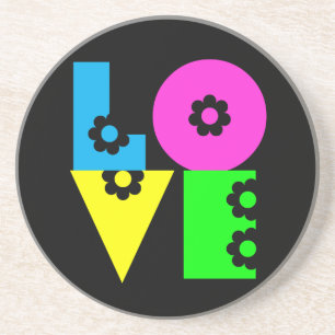 Dessous De Verre En Grès Mod Pop Floral LOVE Carré