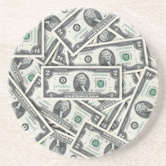 Dessous De Verre En Grès Modèle de billet de 2 dollars (Devant)