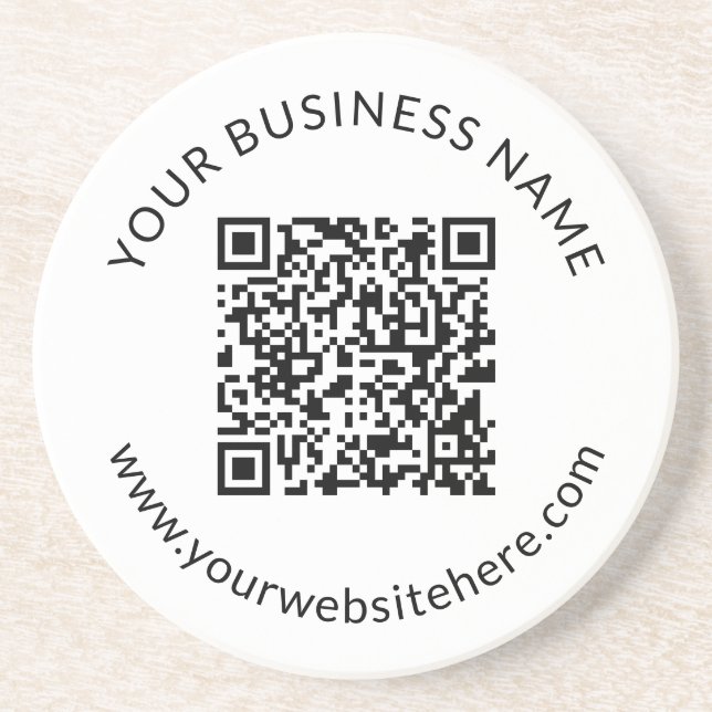 Dessous De Verre En Grès Modèle de code QR téléchargé avec texte modifiable (Devant)
