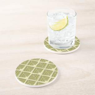 Dessous De Verre En Grès Modèle de feuille carrée Gold Lime Light