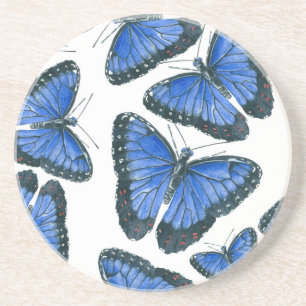 Dessous De Verre En Grès Modèle motif de papillon bleu morpho