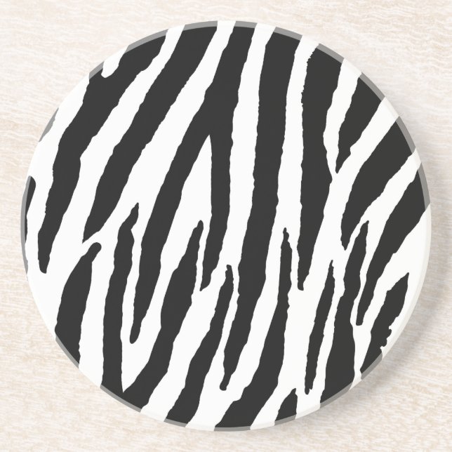 Dessous De Verre En Grès Modèle Zèbre Noir Et Blanc tendance (Devant)