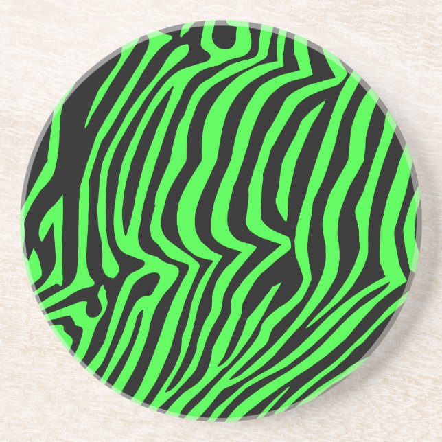 Dessous De Verre En Grès Modèle zèbre vert néon couleur (Devant)