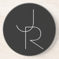 Modern 2 Overlapping Initials | White on Black