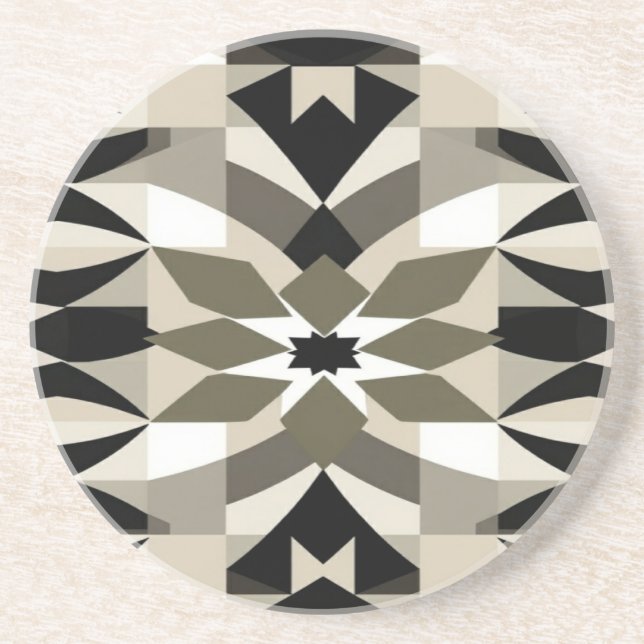 Dessous De Verre En Grès Modern Neutral Geometric Sand ston Print | Earth (Devant)