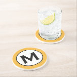 Dessous De Verre En Grès Modern Trendy Mustard Yellow Monogram<br><div class="desc">Modern monogram initial design features a trendy bright mustard yellow design with a black and white monogram medallion in classic block typography for a cool,  unique yet simple stylish look.</div>