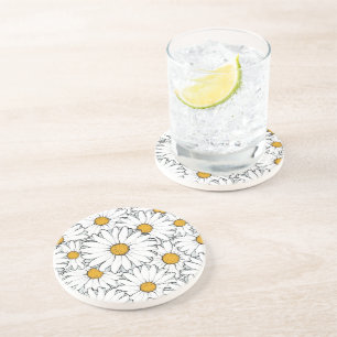Dessous De Verre En Grès Moderne Chic Orné Motif Floral de Marguerite Aquar
