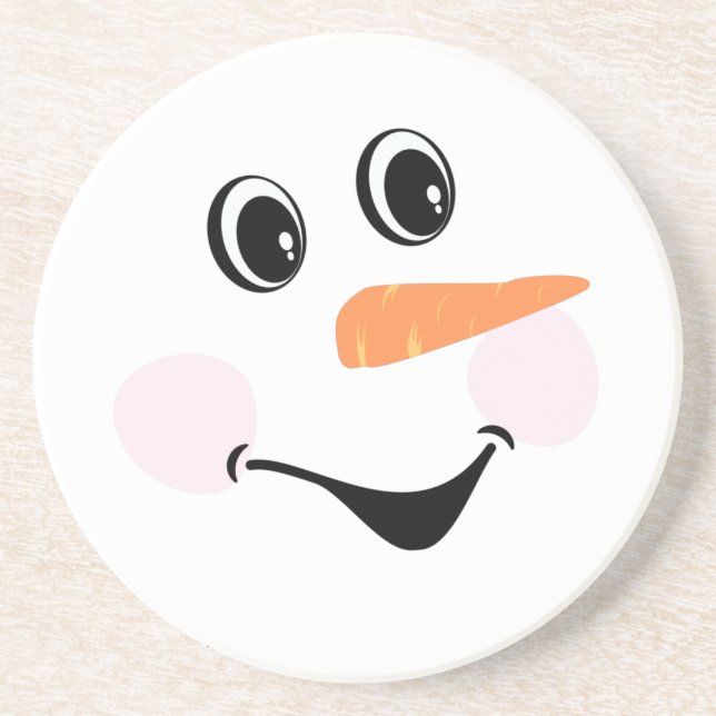 Dessous De Verre En Grès Moderne Cute Custom Smiling visage Snowman (Devant)