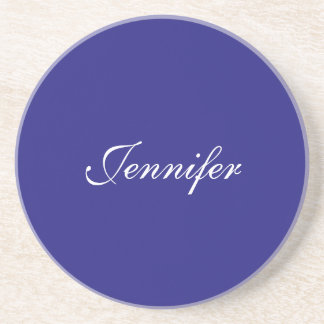 Dessous De Verre En Grès Moderne Elégant Cute Unique Deep Blue Calligraphie