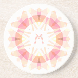 Dessous De Verre En Grès Moderne Rétro Déco Monogramme Initial Rose Fantais