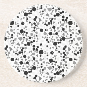 Dessous De Verre En Grès Moderne Simple Blanc Terrazzo Carrelage Noir