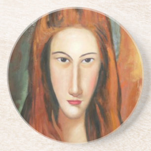 Dessous De Verre En Grès Modigliani - Portrait Jeanne Hebuterneba Dessous d