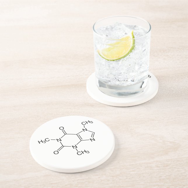 Dessous De Verre En Grès Molécule de caféine Chimie Café Atomes (Côté)