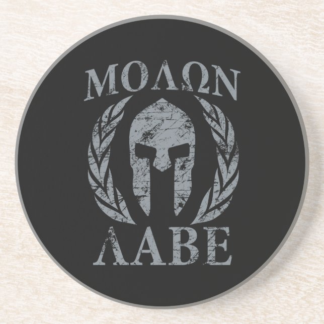 Dessous De Verre En Grès Molon Labe Grunge Armure spartiate (Devant)