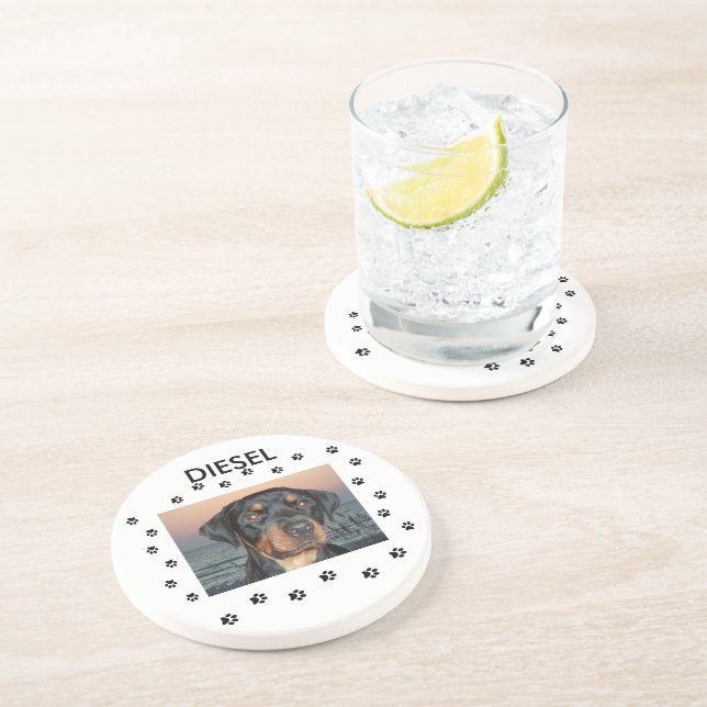 Dessous De Verre En Grès Mon bébé chien avec empreintes de pattes (Côté)