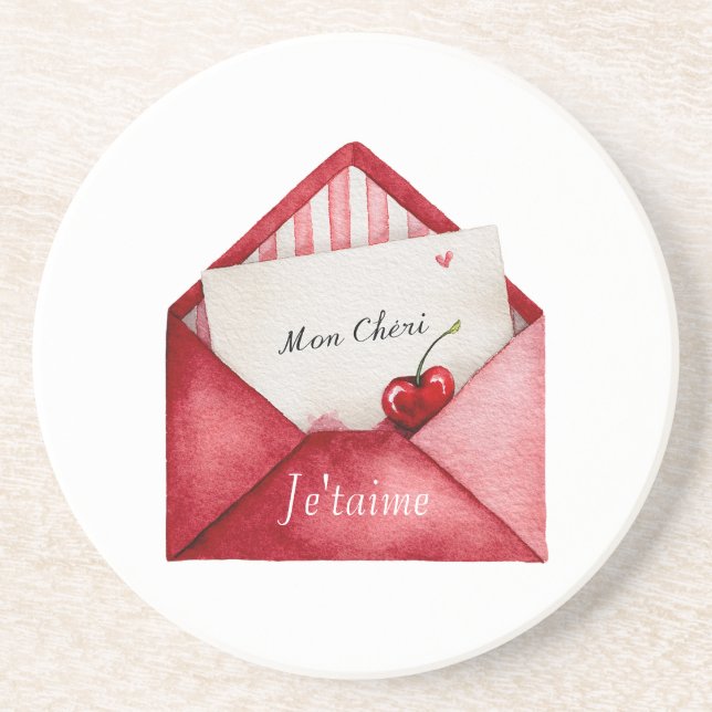 Dessous De Verre En Grès Mon Cheri (mon amour) Je'taime (je t'aime) (Devant)