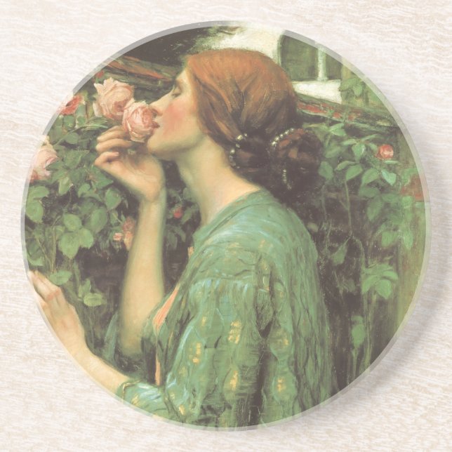 Dessous De Verre En Grès Mon Rose doux, ou Âme du Rose par Waterhouse (Devant)
