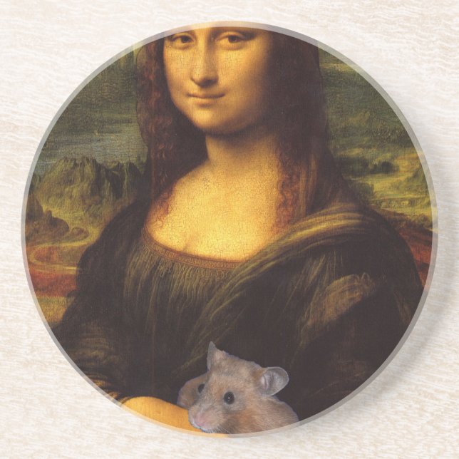 Dessous De Verre En Grès Mona Lisa Avec Hamster (Devant)