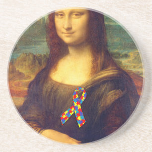 Dessous De Verre En Grès Mona Lisa Avec Ruban De Puzzle
