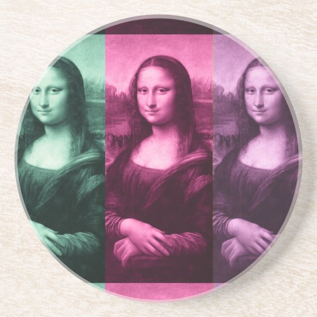 Dessous De Verre En Grès Mona Lisa Rose vert violet (Devant)